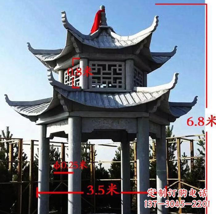 太原杰出的大理石六角石双层凉亭雕塑