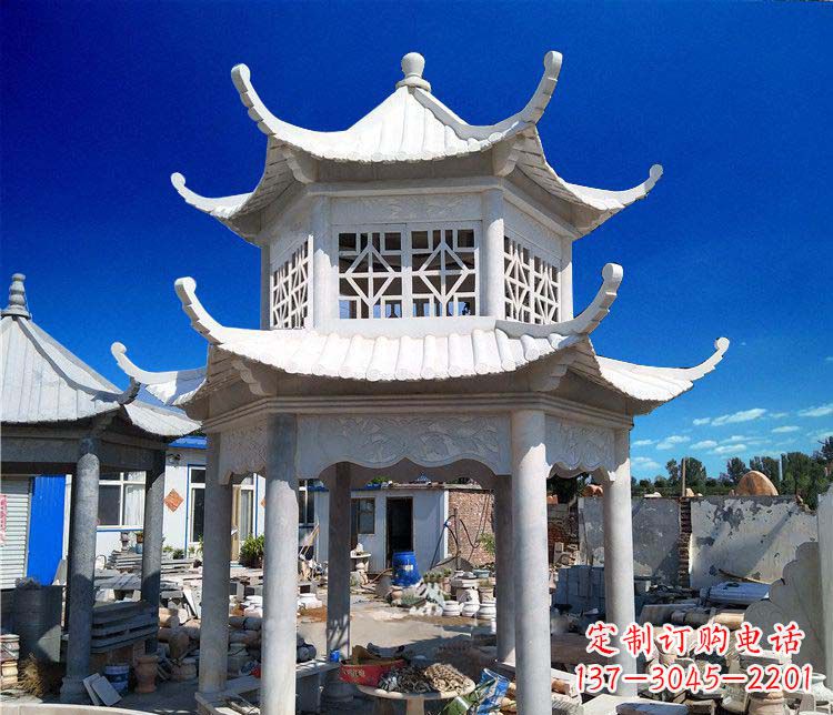 太原大理石双层凉亭雕塑