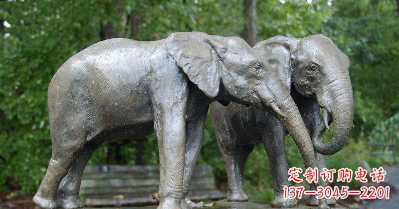 太原公园大象动物铜雕 (2)