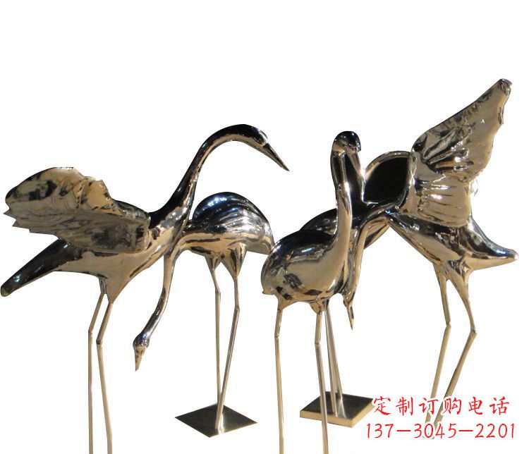 太原三角中国领雕塑不锈钢仙鹤雕塑