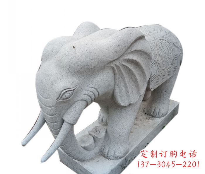太原公园动物大理石大象石雕摆件