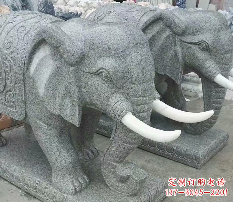 太原公园动物大理石大象石雕 (6)