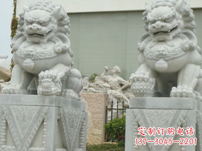 太原公园动物大理石狮子石雕 (5)