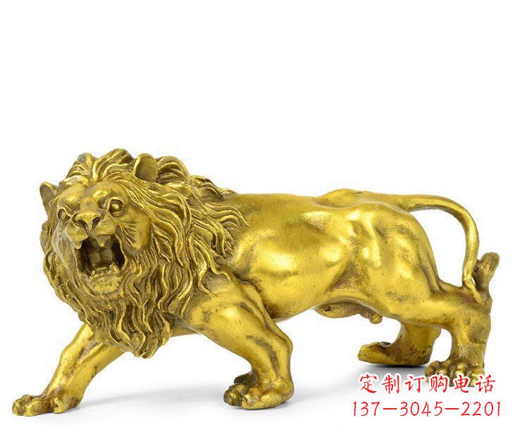 太原公园动物黄铜鎏金狮子铜雕塑