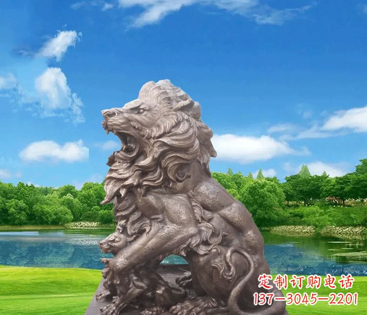 太原公园动物狮子铜雕