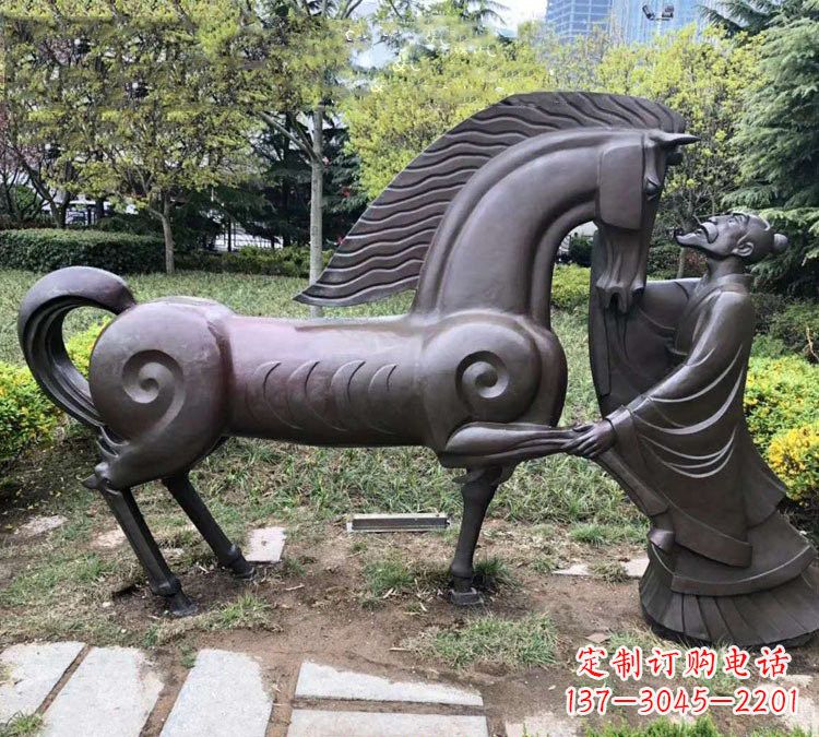 太原公园古代名人伯乐相马铜雕