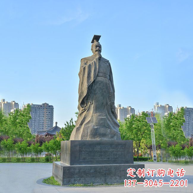 太原公园广场历史名人,青石隋文帝杨坚雕塑