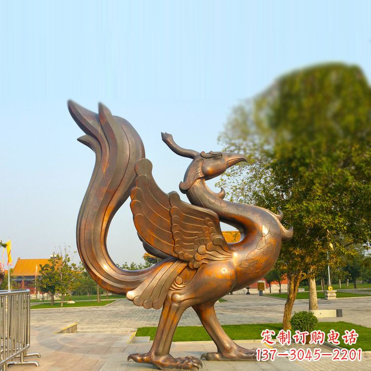 太原纯铜铸造的四灵之朱雀雕塑