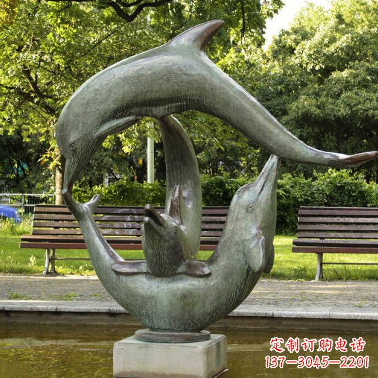 太原公园海豚水景景观铜雕喷泉