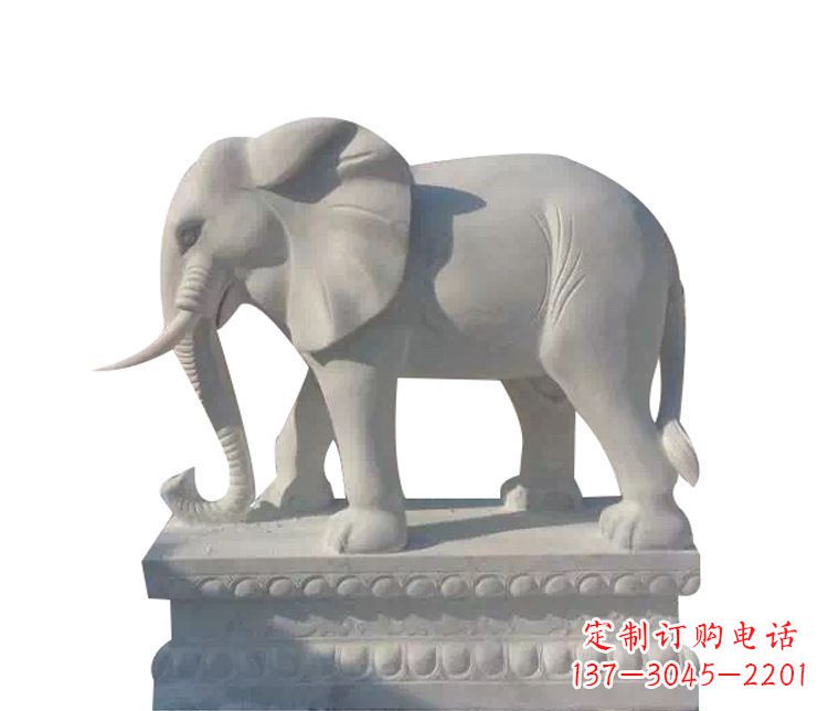 太原公园汉白玉大象动物石雕