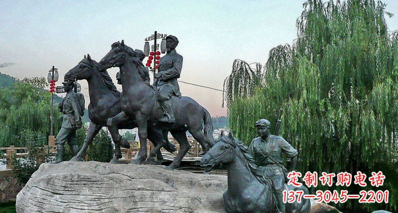 太原公园红军骑马景观铜雕