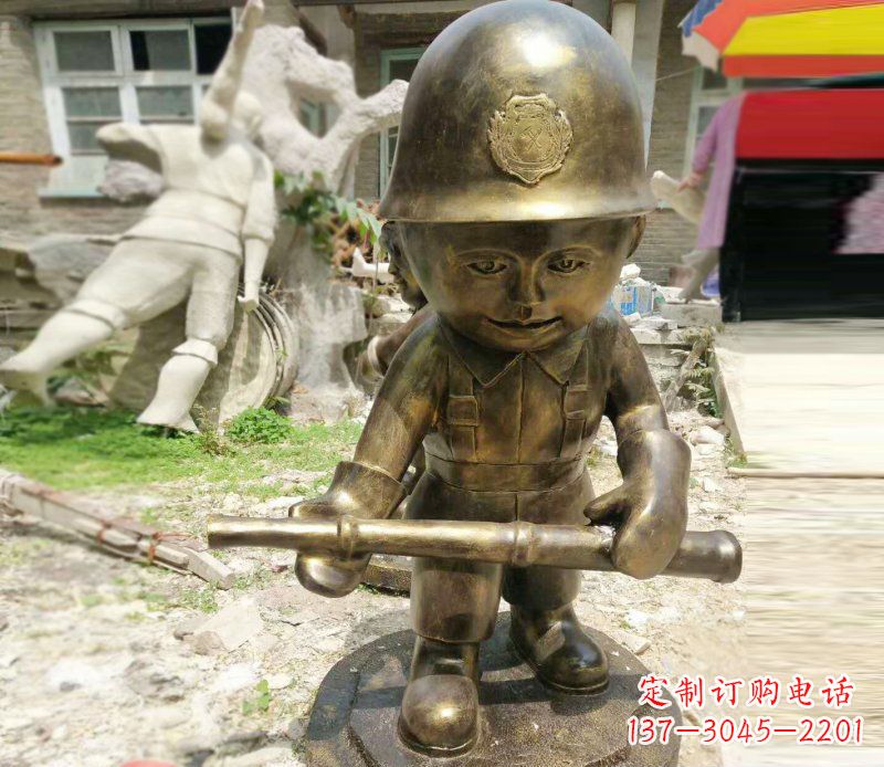 太原公园景观摆件小小交通警察铜雕