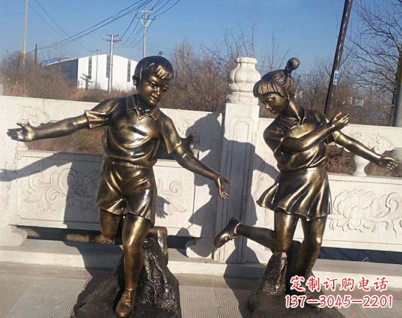 太原新颖花篮儿童铜雕