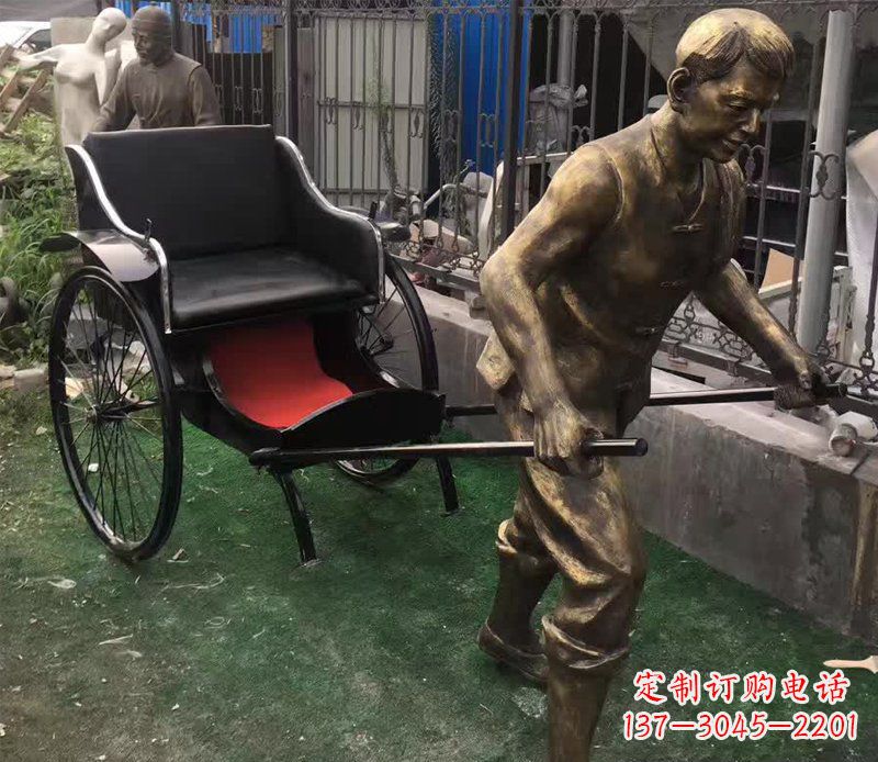 太原精美铜雕车夫人物雕塑