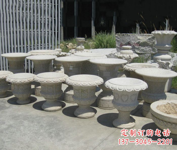 太原大理石花盆石雕艺术品
