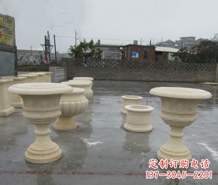 太原完美绽放——大理石花盆石雕