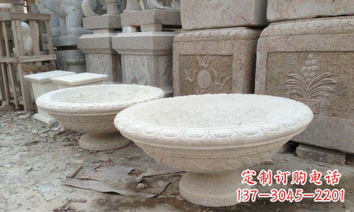 太原细腻雅致的大理石花盆石雕