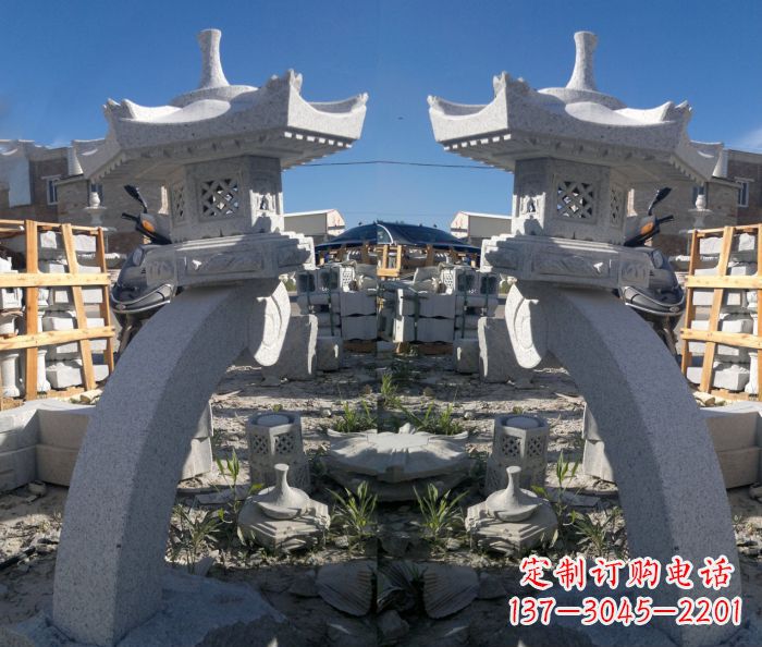 太原精美大理石镂空石灯雕塑