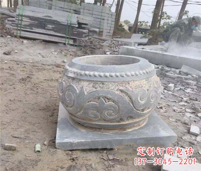 太原古典风格的仿古石水缸雕塑