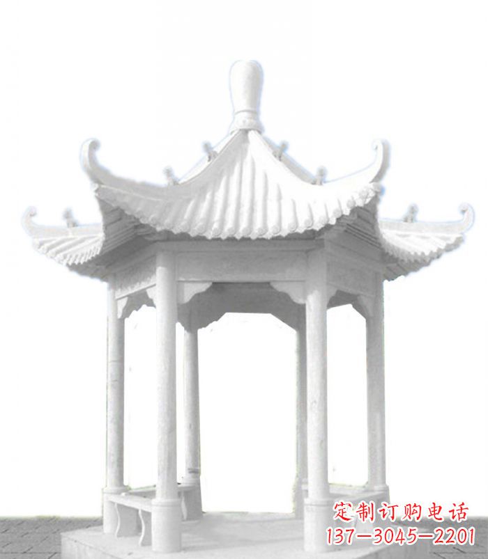 太原公园景观汉白玉石雕凉亭 (2)