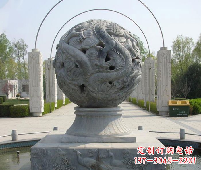 太原公园景观镂空龙浮雕喷泉石雕