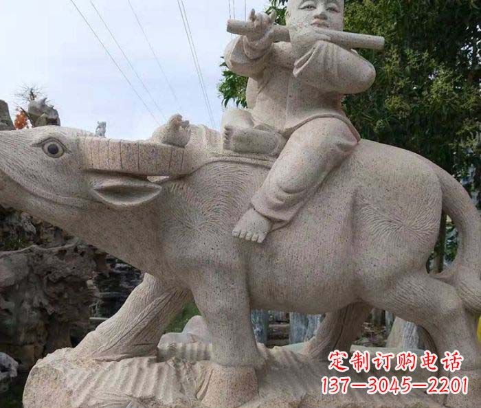 太原典雅优美的牧童石雕