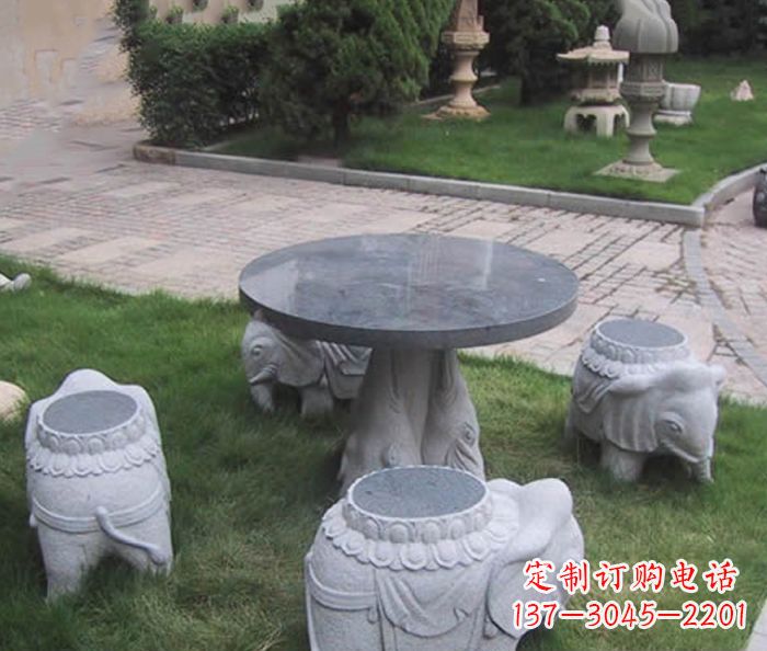 太原公园景观小象石桌凳石雕