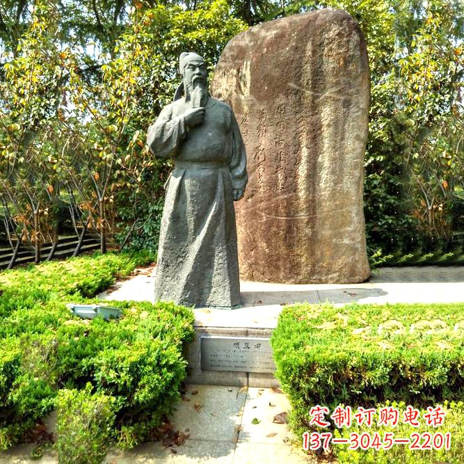 太原公园景区历史名人颜真卿铜雕像