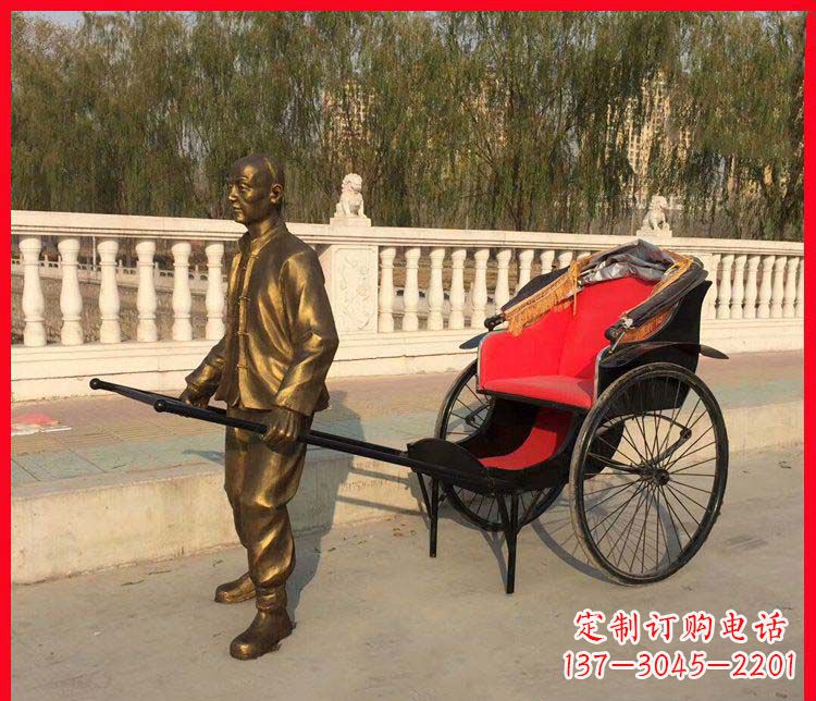 太原黄包车铜雕精湛工艺,体现传统文化