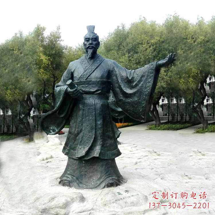 太原公园历史名人战国时期著名思想家孟子铜雕塑像