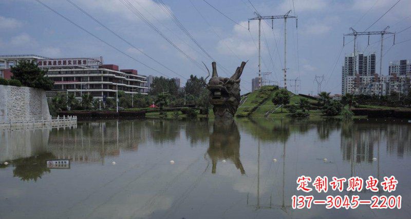 太原公园龙头景观铜雕
