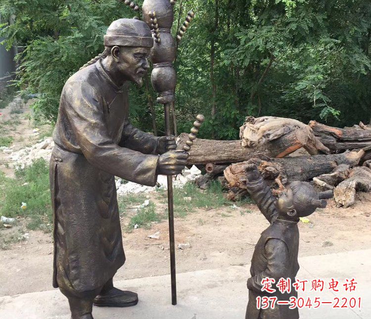 太原温馨传情,情意绵绵——铜质葫芦雕塑