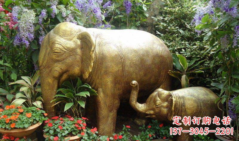 太原铜雕母子象艺术雕塑