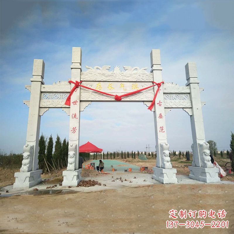 太原中领雕塑专业定制公园三间四柱牌坊雕塑