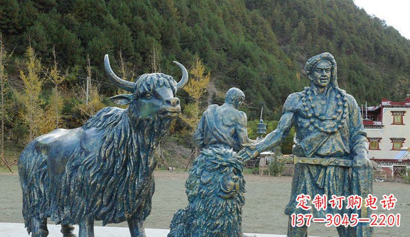 太原中领雕塑定制牦牛景观铜雕