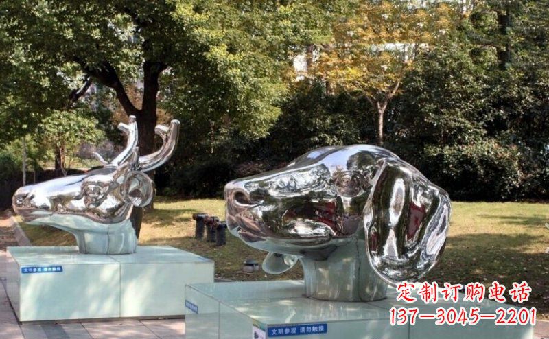 太原不锈钢十二生肖头像雕塑