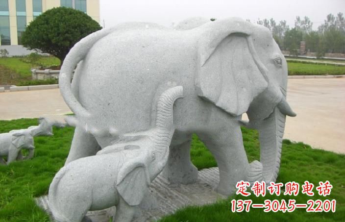 太原公园石雕母子大象