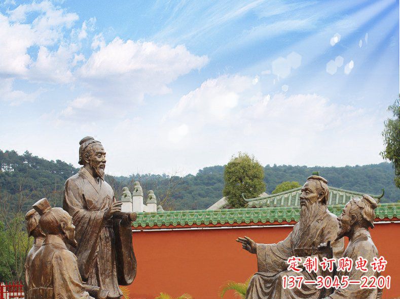 太原公园铜雕孔子讲座人物雕塑