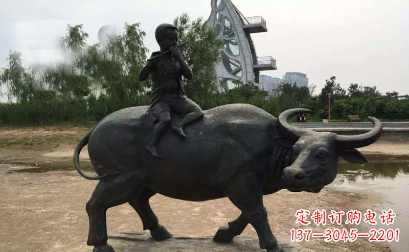 太原铜雕牧童与犊子雕塑