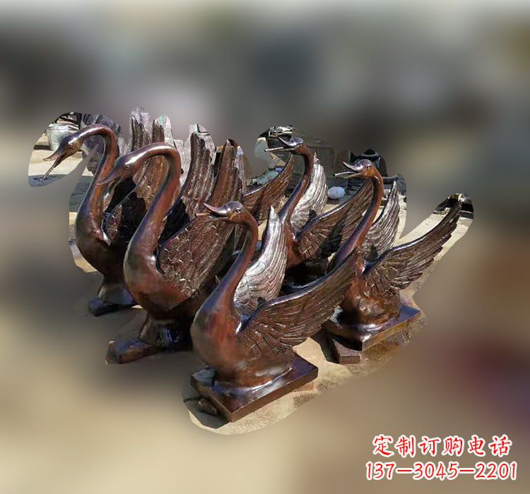 太原优雅美丽的铜雕天鹅塑料