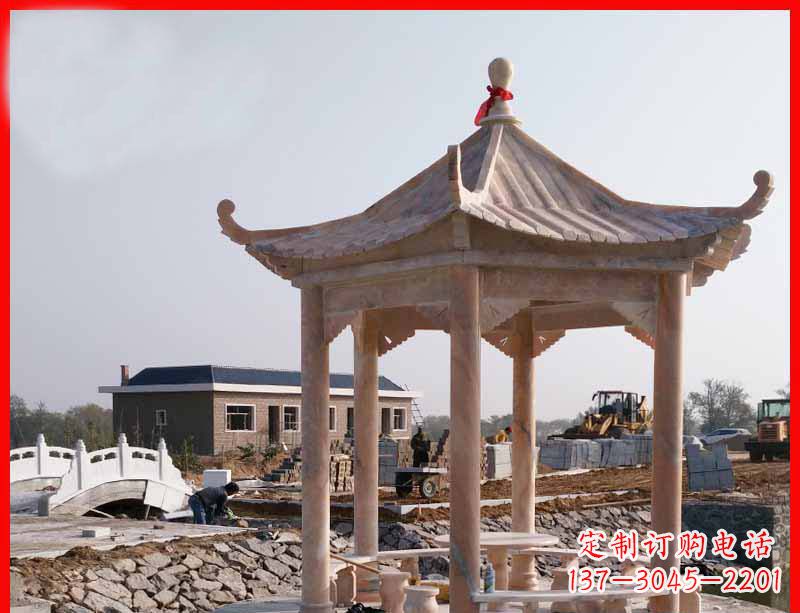 太原红六角石凉亭雕塑