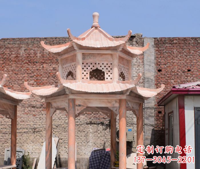 太原中领雕塑精致双层石头凉亭雕塑