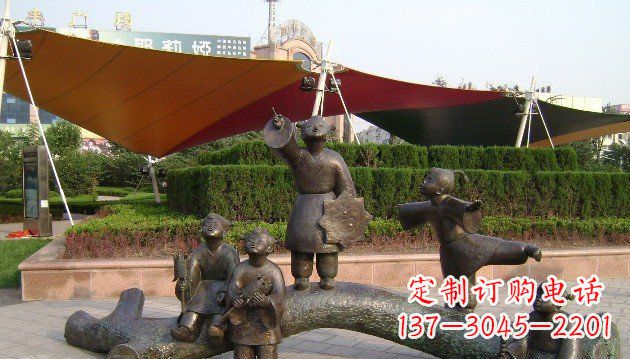 太原装饰性的小孩放风筝铜雕