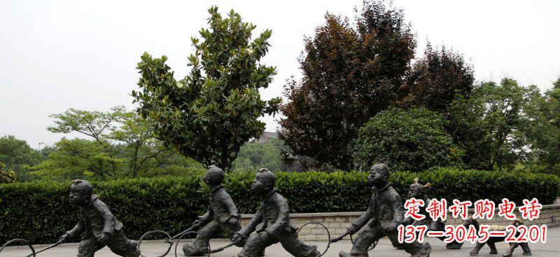 太原精美推铁圈小品铜雕,让小孩更加可爱