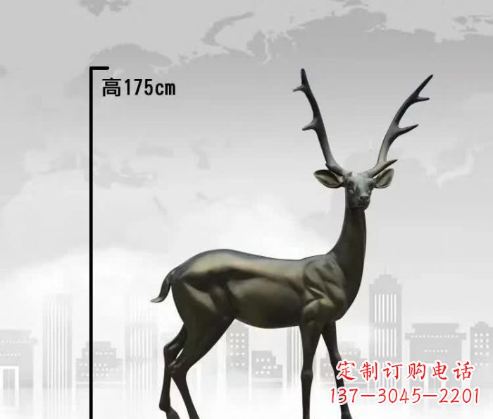 太原精致优雅的铜制公园小鹿雕塑