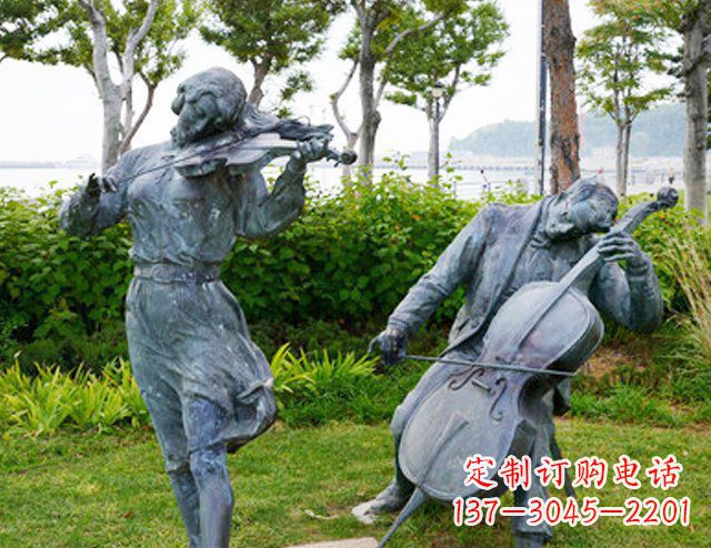 太原双面演奏大提琴&小提琴铜雕塑