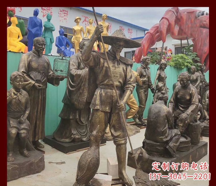 太原新中式鸬鹚铜雕塑
