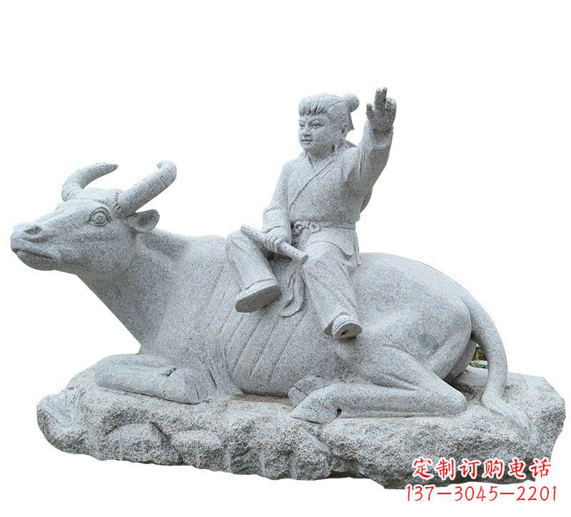 太原牧童牛石雕塑,实现公园优雅美观