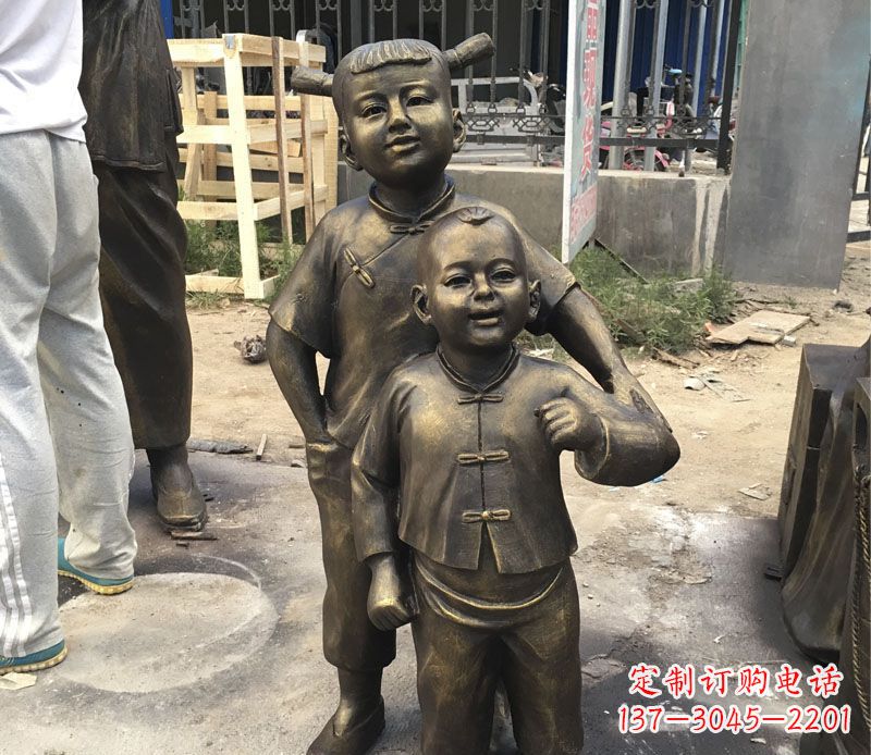 太原古代儿童铜雕