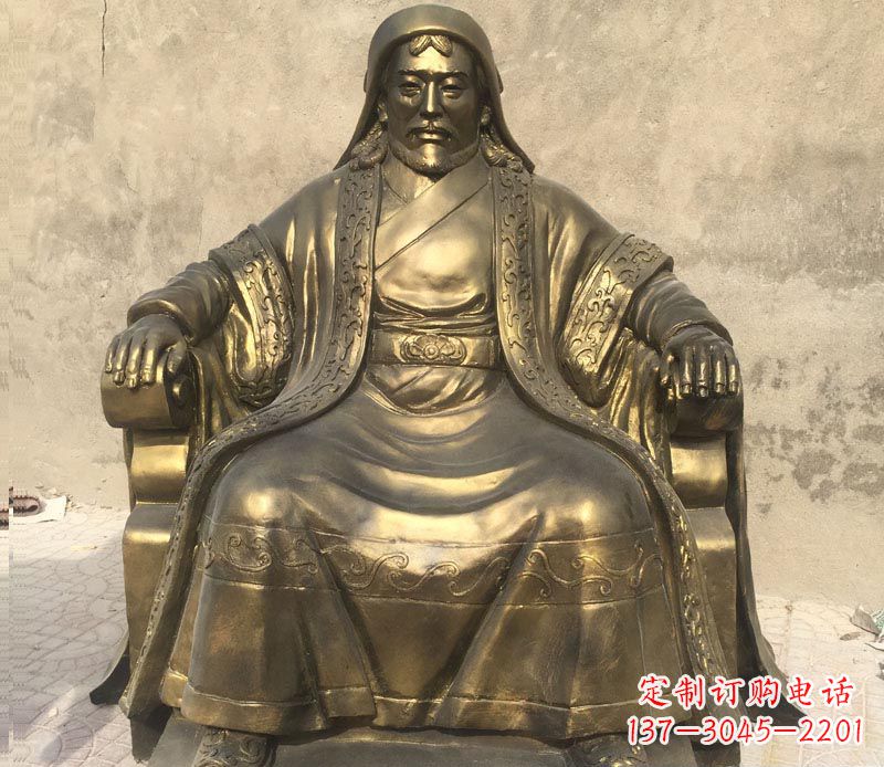 太原古代名人成吉思汗铜雕